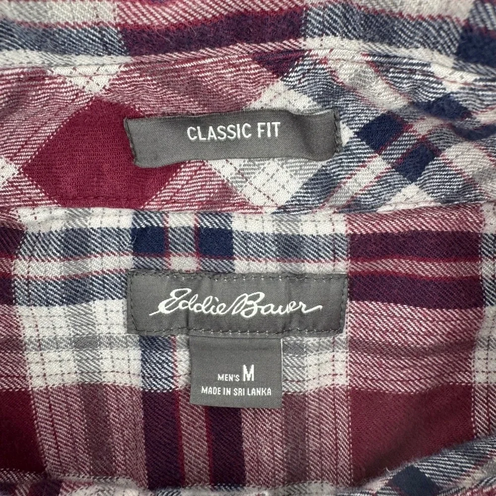 Eddie Bauer Men Lot of 2 Plaid Flannel Preppy Button Down Shirt Long Sleeve Sz M